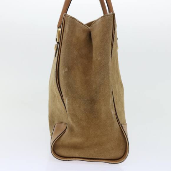 GUCCI Beige Canvas Nailhead Suede Tote with Dustbag 2000's Model 120897 - Picture 15 of 16